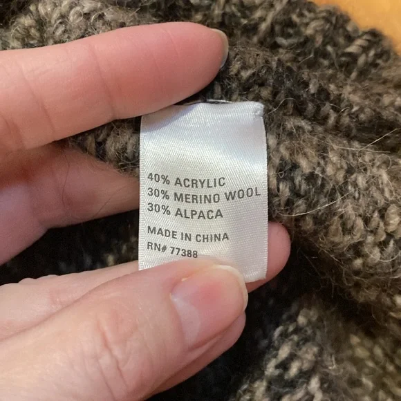 WALLACE (Madewell) XS Brown Chunky Rowboat Merino Alpaca Wool Sweater Pocket - Picture 6 of 6